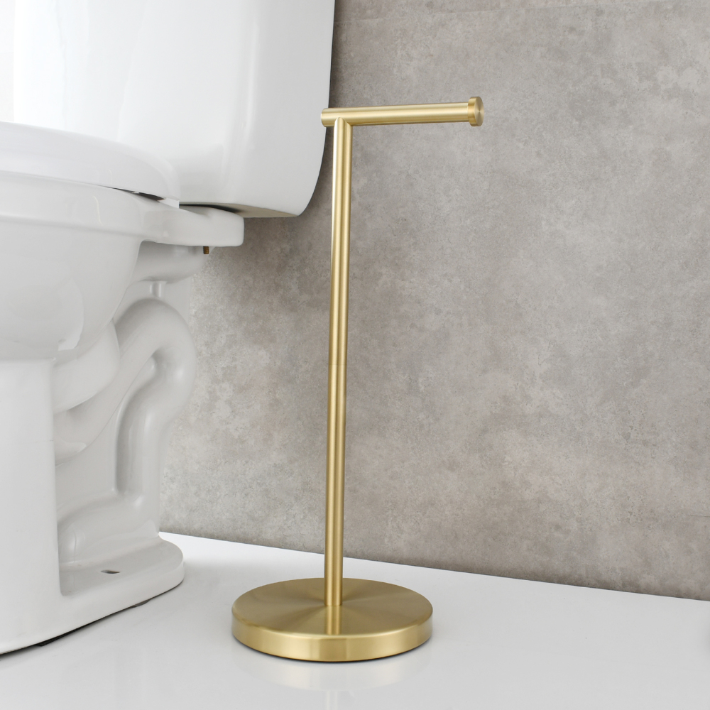 Tecmolog Stainless Steel Free Standing Paper Towel Holder,Black Bathroom Roll Holder with Non-Slip Mat,SBH265B