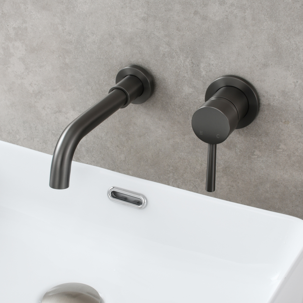 Tecmolog Brass Black Basin Faucet Single Handle Wall Mounted Bathroom Mixer Basin Taps Washroom Sink Faucet for Bathroom Vanity, Bowl Sink BB6083A