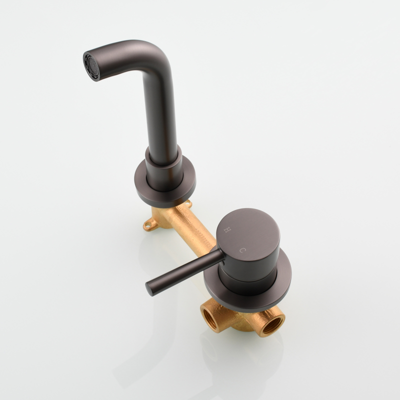 Tecmolog Brass Black Basin Faucet Single Handle Wall Mounted Bathroom Mixer Basin Taps Washroom Sink Faucet for Bathroom Vanity, Bowl Sink BB6083A