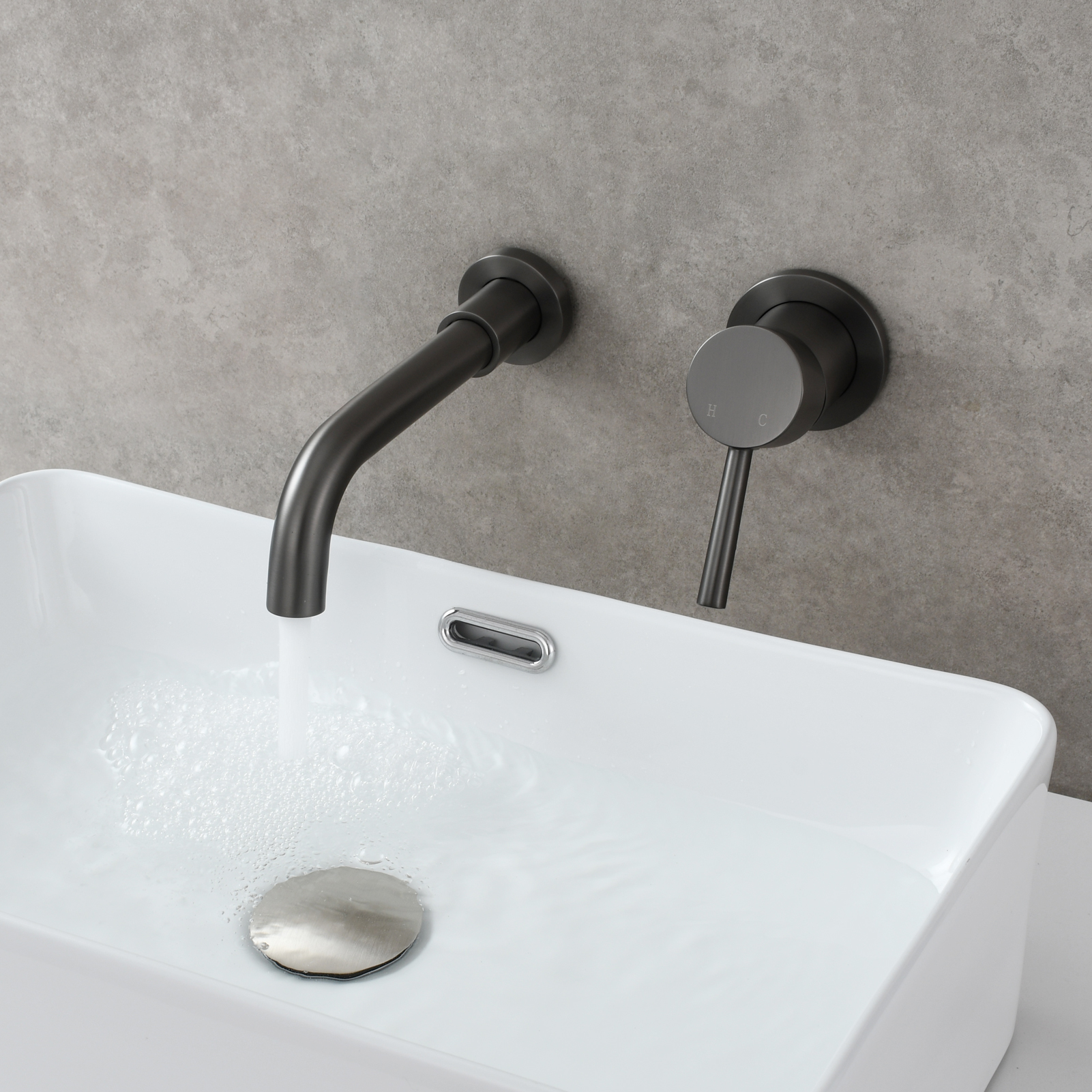 Tecmolog Brass Black Basin Faucet Single Handle Wall Mounted Bathroom Mixer Basin Taps Washroom Sink Faucet for Bathroom Vanity, Bowl Sink BB6083A