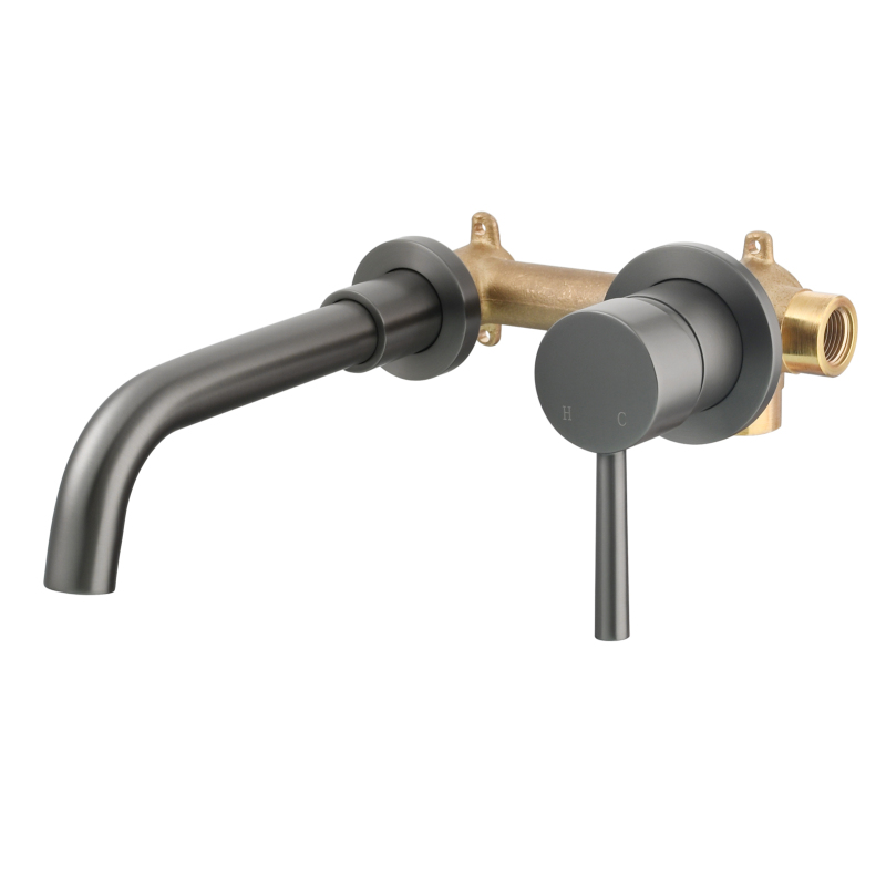 Tecmolog Brass Black Basin Faucet Single Handle Wall Mounted Bathroom Mixer Basin Taps Washroom Sink Faucet for Bathroom Vanity, Bowl Sink BB6083A