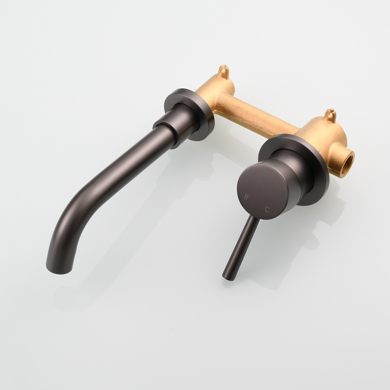 Tecmolog Brass Black Basin Faucet Single Handle Wall Mounted Bathroom Mixer Basin Taps Washroom Sink Faucet for Bathroom Vanity, Bowl Sink BB6083A