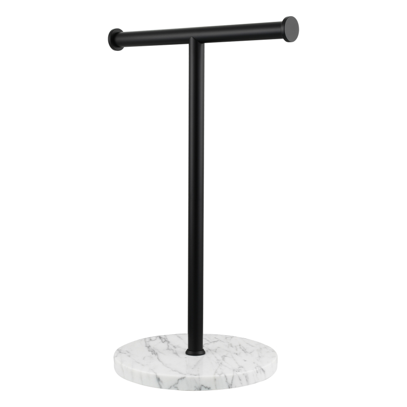 Tecmolog 304 Stainless Steel Black Towel Rack,Free Standing Marble Base Paper Towel Holder,SBH253B