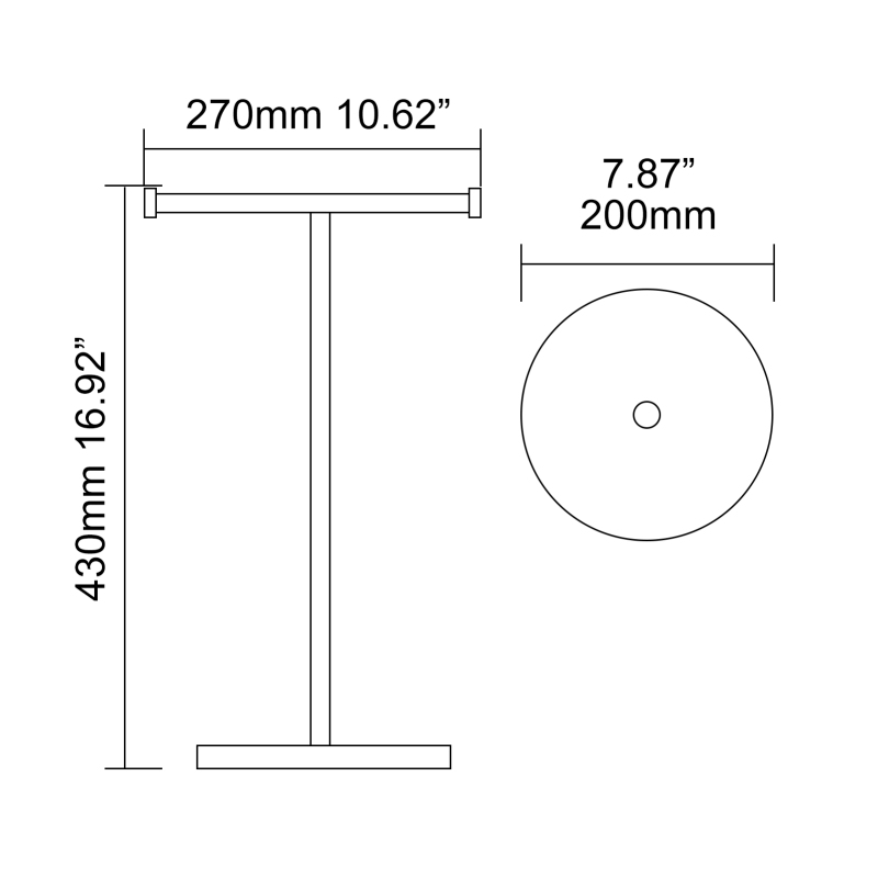 Tecmolog 304 Stainless Steel Black Towel Rack,Free Standing Marble Base Paper Towel Holder,SBH253B