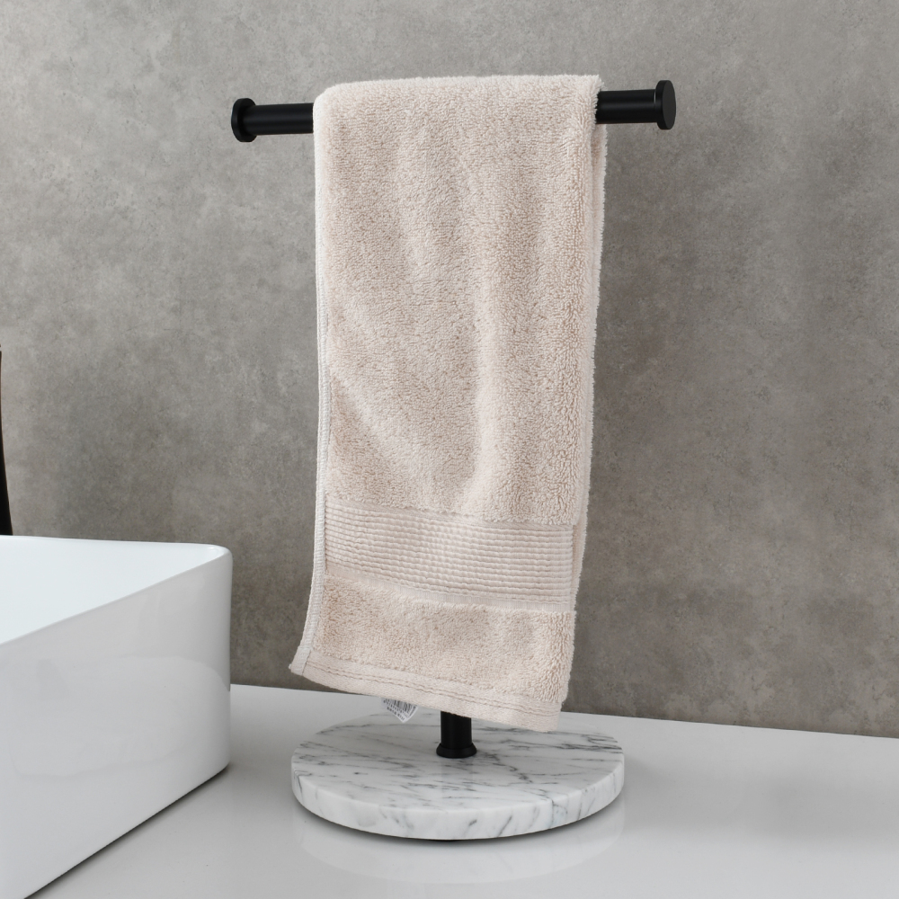 Tecmolog 304 Stainless Steel Black Towel Rack,Free Standing Marble Base Paper Towel Holder,SBH253B