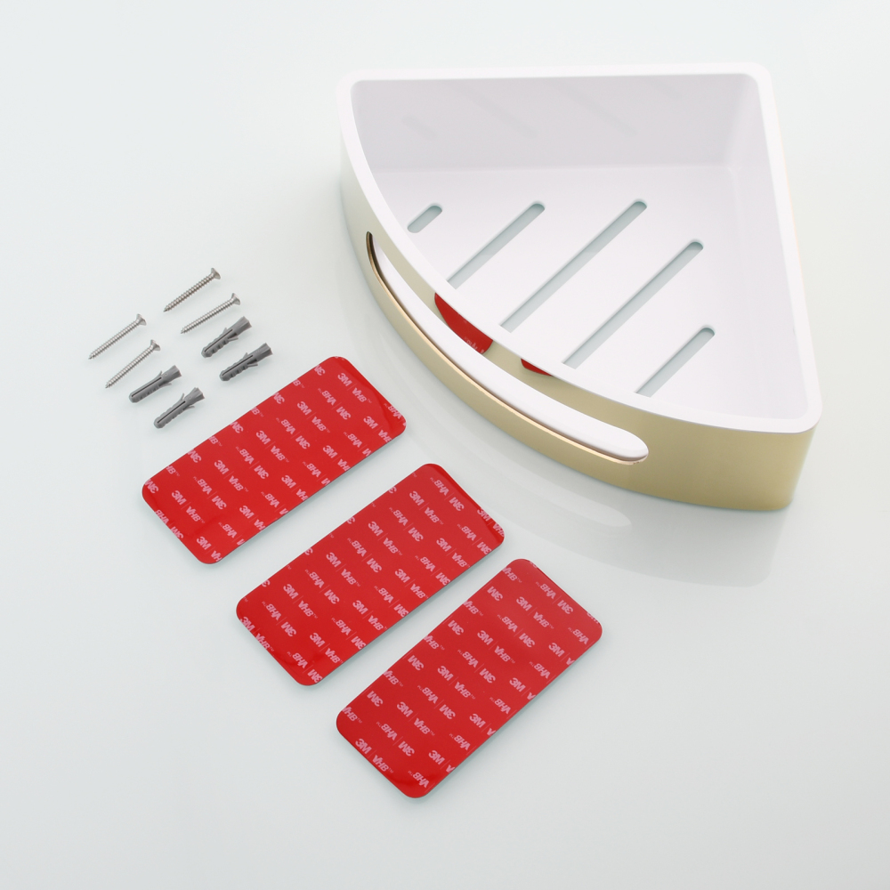 Tecmolog Chrome Triangle Corner Caddy Bathing Platform With Hooks Kitchen Wall Nail Storage For Bathroom SBH189/SBH189J/SBH189B/SBH189NA