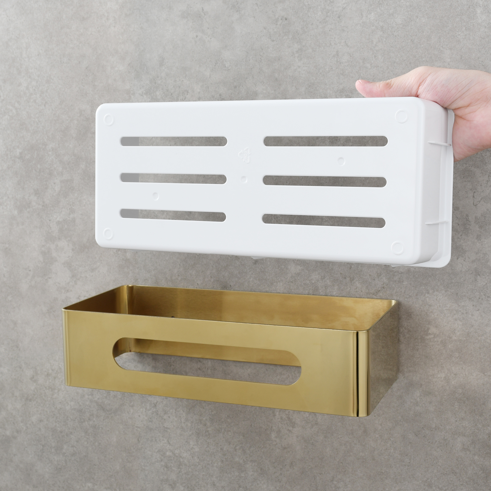 Tecmolog Stainless Steel Black/Nickel/Gold/Chrome Corner Shelf Caddy Bathing Platform with Hooks Wall Nail Storage SBH190/SBH190B/SBH190J/SBH190NA