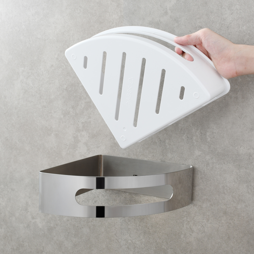 Tecmolog Chrome Triangle Corner Caddy Bathing Platform With Hooks Kitchen Wall Nail Storage For Bathroom SBH189/SBH189J/SBH189B/SBH189NA