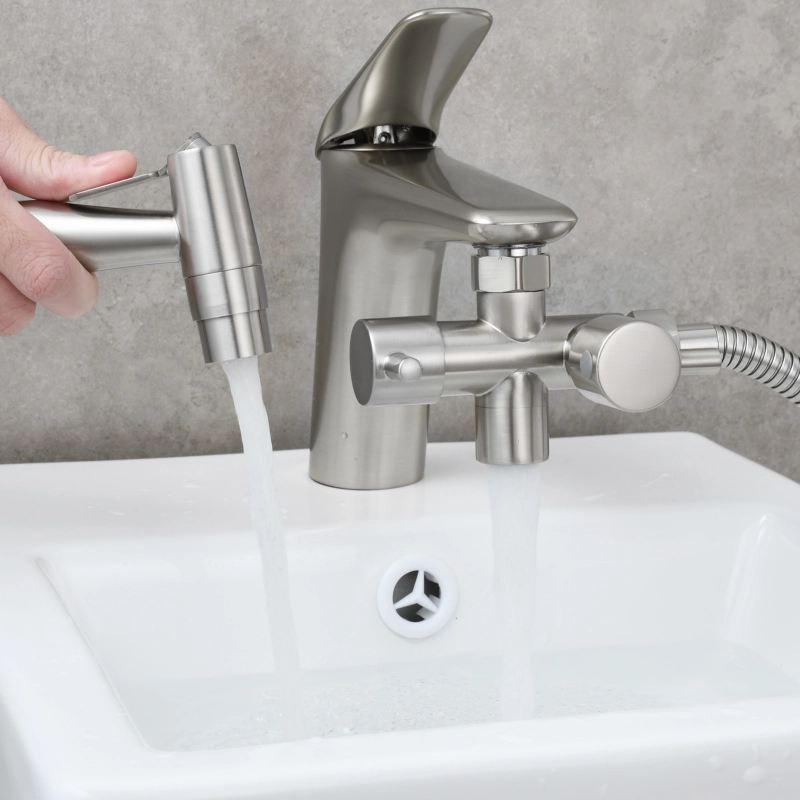 Tecmolog Brass Faucet Diverter Valve Shut Off Sink Faucet to Hose Adapter for Bathroom Faucet