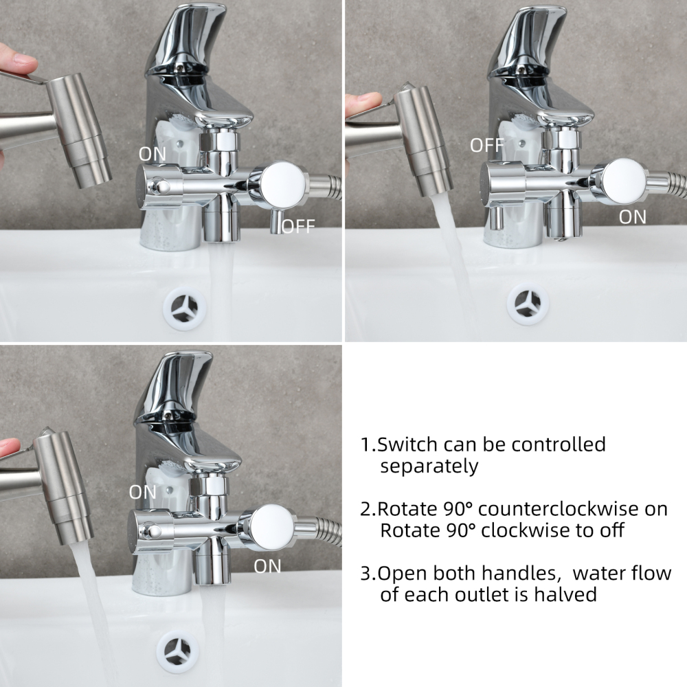 Tecmolog Brass Faucet Diverter Valve Shut Off Sink Faucet to Hose Adapter for Bathroom Faucet