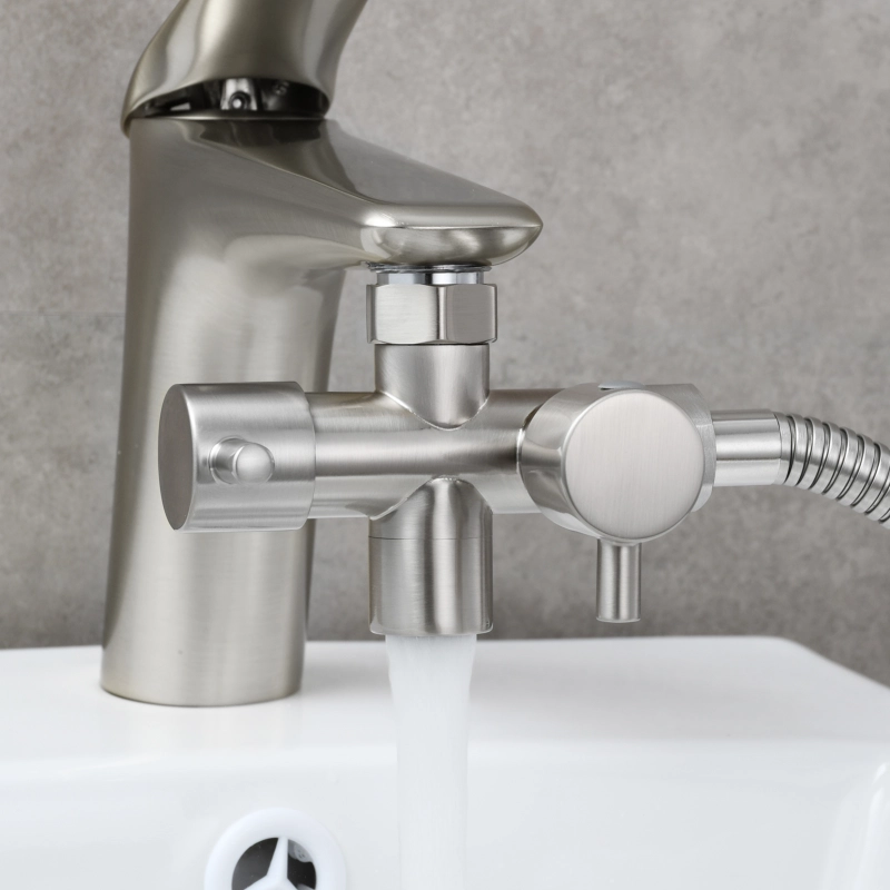 Tecmolog Brass Faucet Diverter Valve Shut Off Sink Faucet to Hose Adapter for Bathroom Faucet