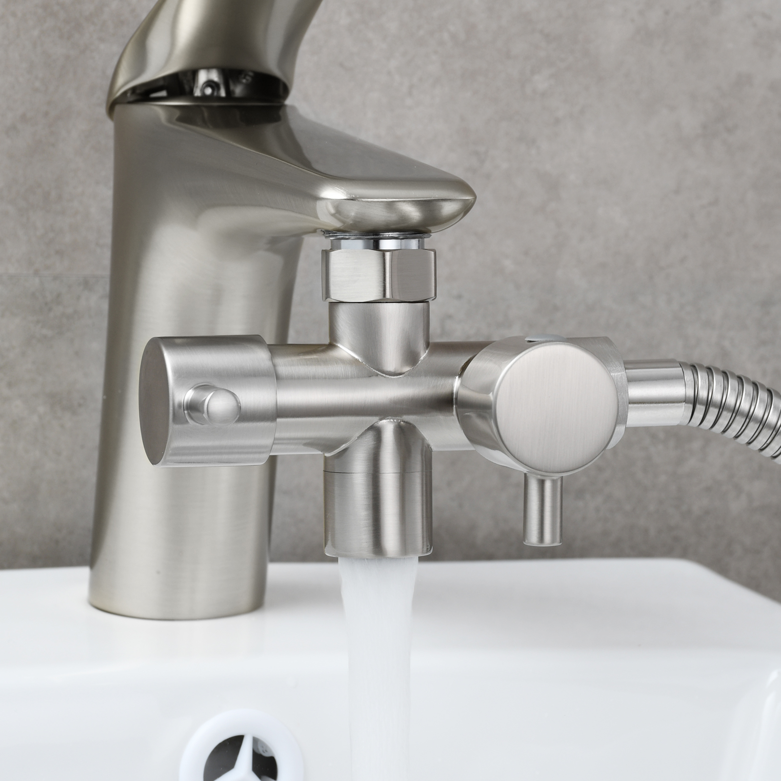 Tecmolog Brass Faucet Diverter Valve Shut Off Sink Faucet to Hose Adapter for Bathroom Faucet