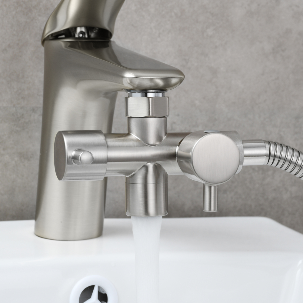 Tecmolog Brass Faucet Diverter Valve Shut Off Sink Faucet to Hose Adapter for Bathroom Faucet