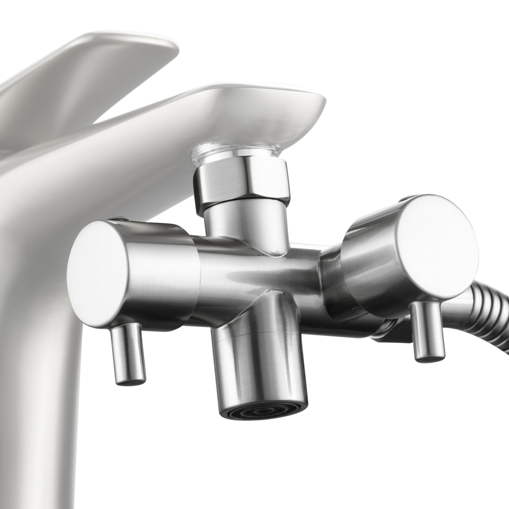 Tecmolog Brass Faucet Diverter Valve Shut Off Sink Faucet to Hose Adapter for Bathroom Faucet