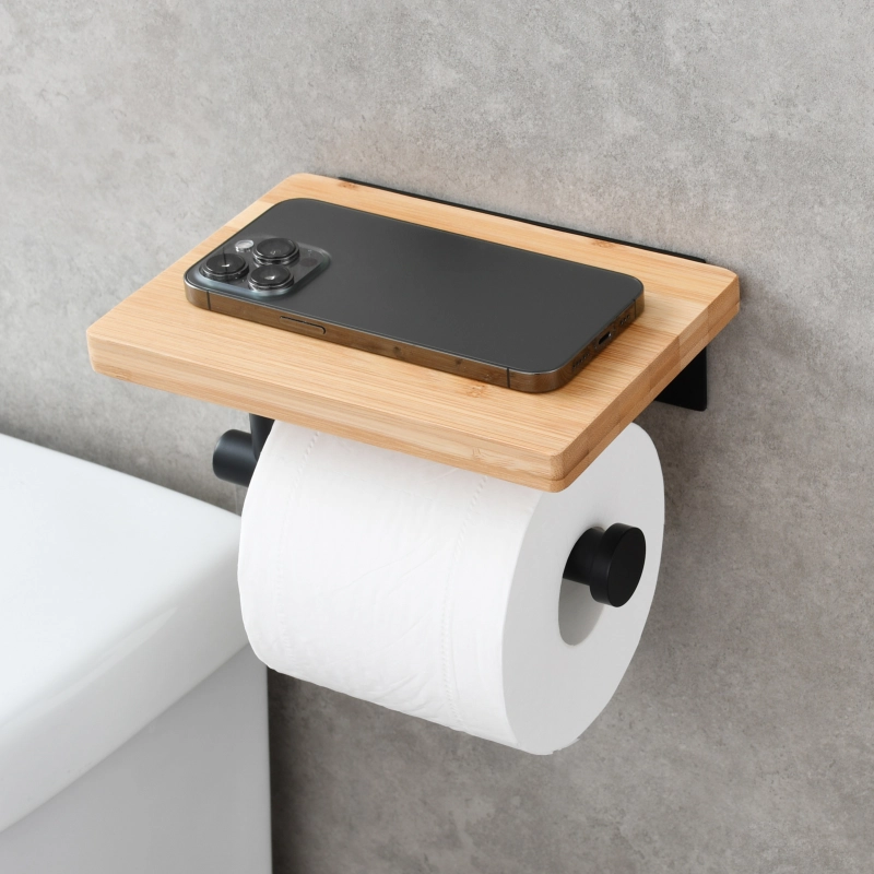 Tecmolog Stainless Steel Black Plank Paper Holder,Bathroom Tissue Storage Rack,SBH263B