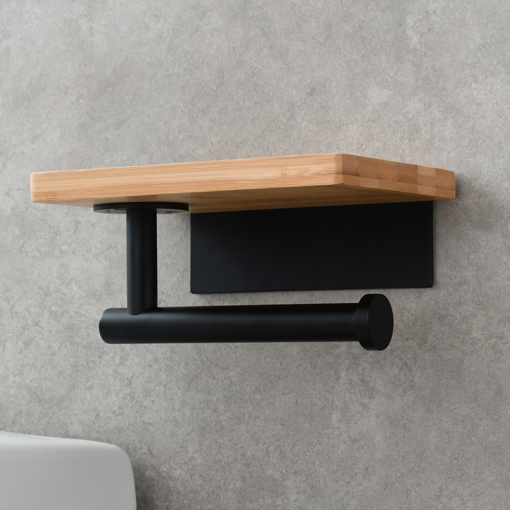 Tecmolog Stainless Steel Black Plank Paper Holder,Bathroom Tissue Storage Rack,SBH263B