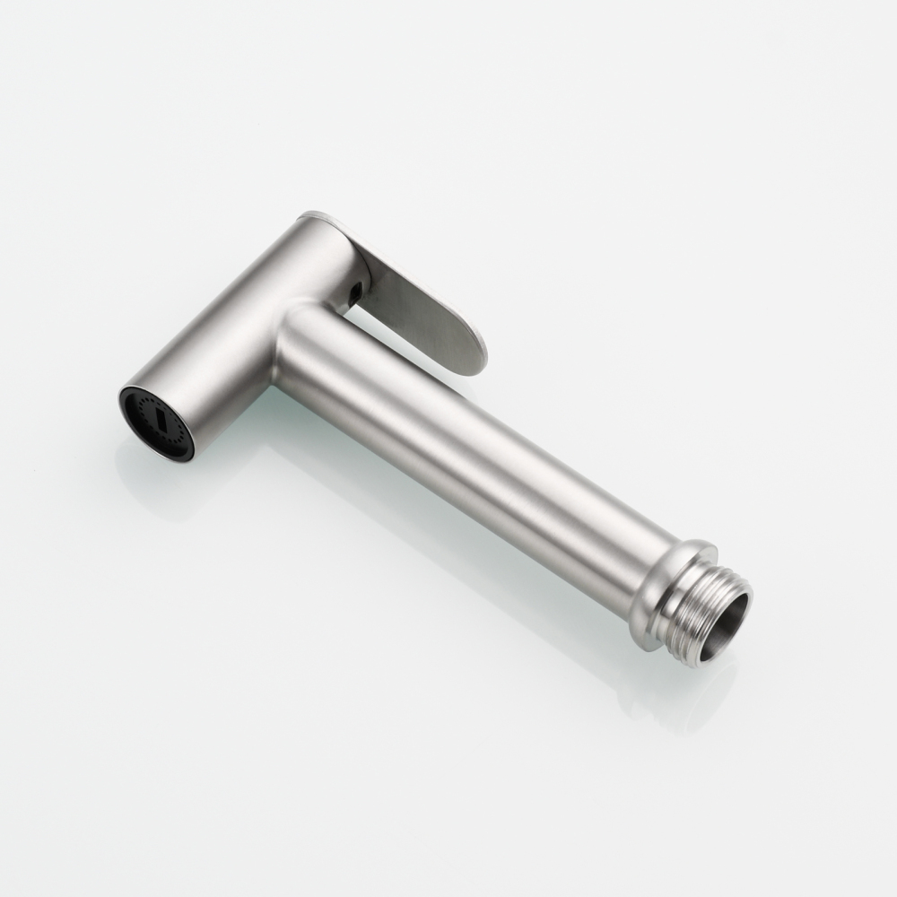 Tecmolog Stainless Steel Non Long Press Bidet Sprayer,Bathroom Pressurized Water Set with Holder and T-valve,WS038F
