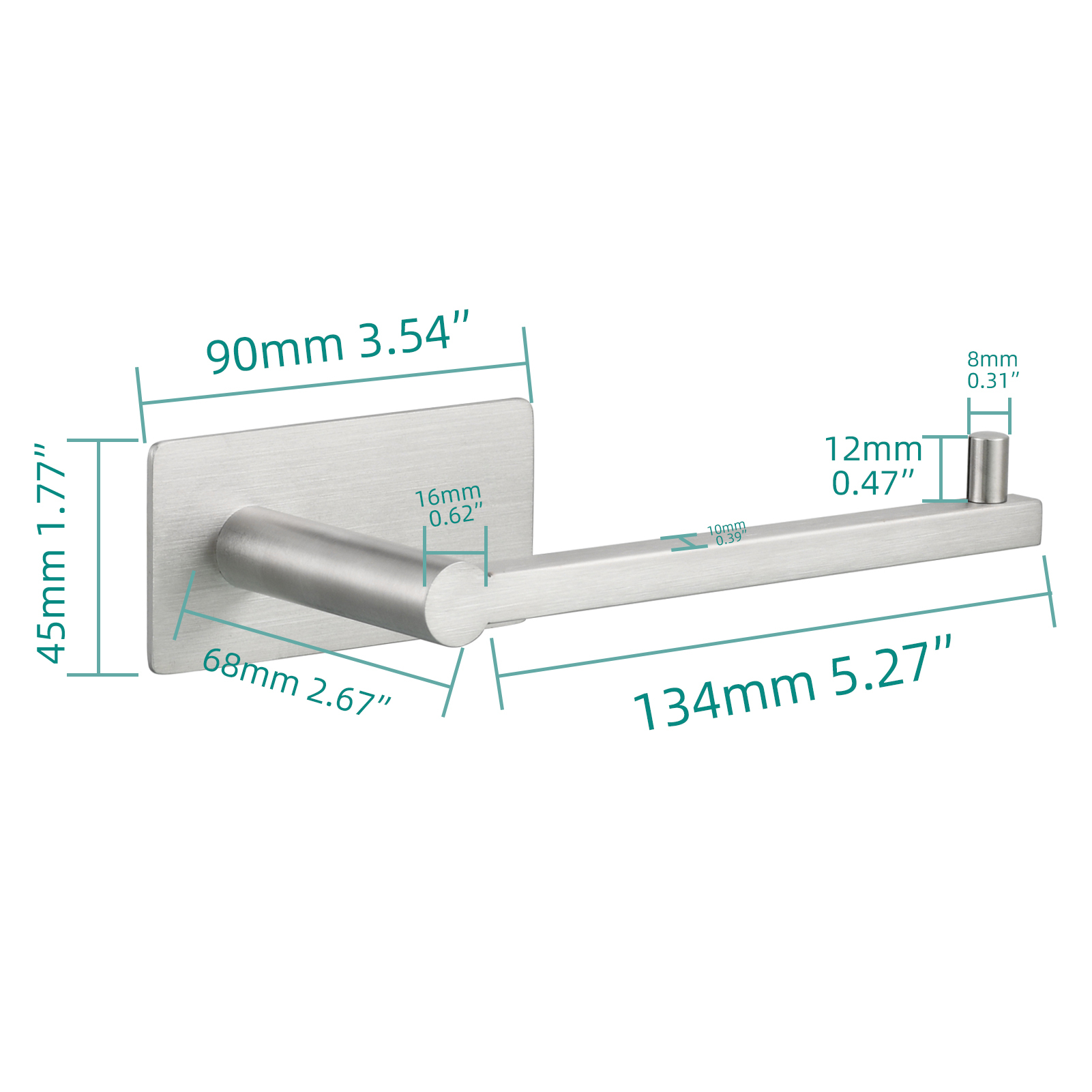 Tecmolog Toilet Paper Holder Self Adhesive, Premium Thicken SUS304 Stainless Steel Rustproof Adhesive Toilet Roll Holder no Drilling for Bathroom, Kitchen, Washroom