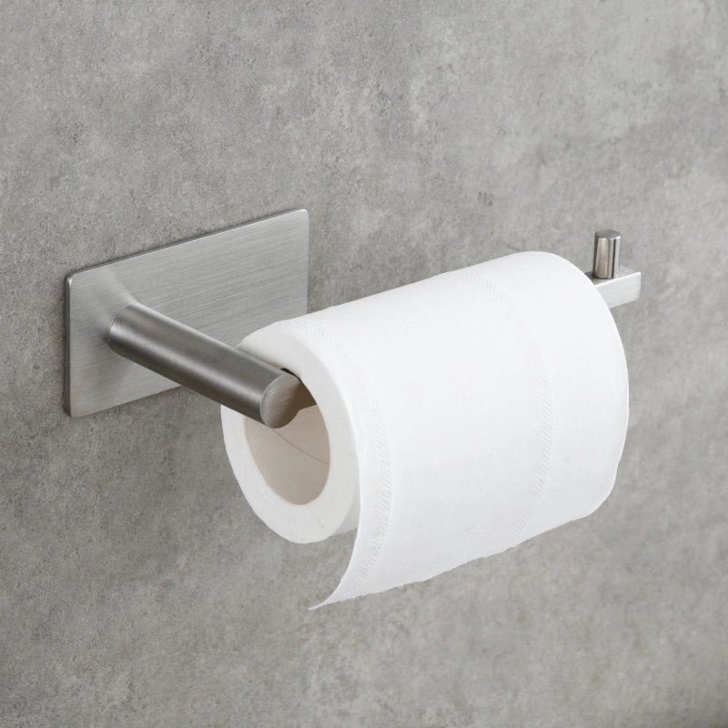 Tecmolog Toilet Paper Holder Self Adhesive, Premium Thicken SUS304 Stainless Steel Rustproof Adhesive Toilet Roll Holder no Drilling for Bathroom, Kitchen, Washroom