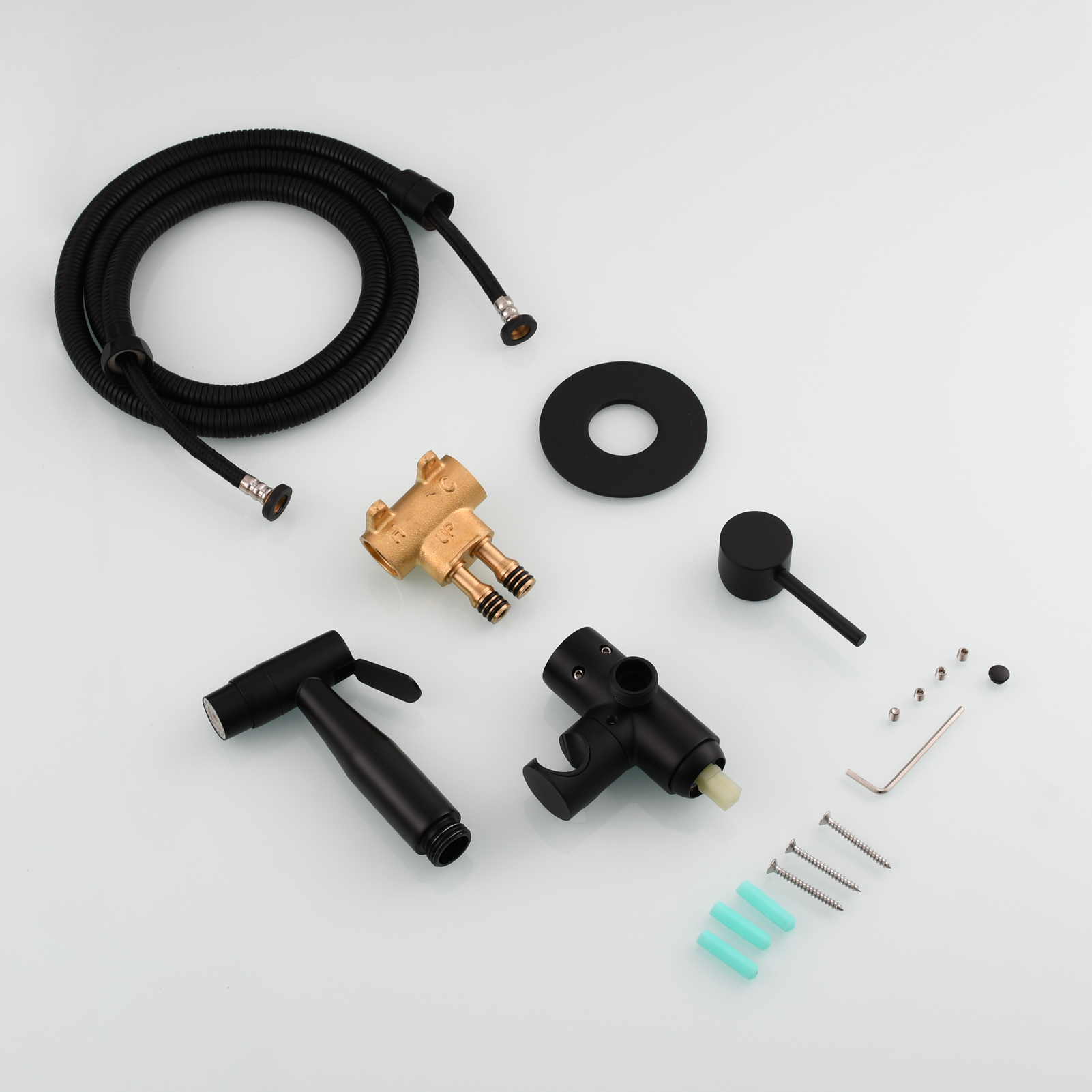 Tecmolog Bidet Sprayer Set with Hose and Holder for Toilet,Wall Mounted Press Mode Shattaf Pet Bathing