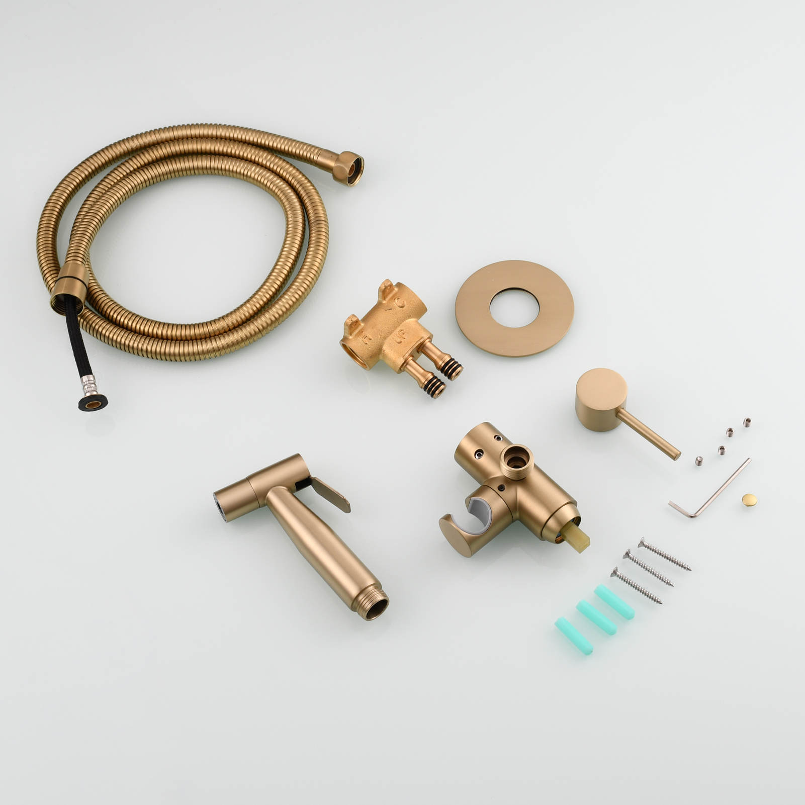 Tecmolog Bidet Sprayer Set with Hose and Holder for Toilet,Wall Mounted Press Mode Shattaf Pet Bathing