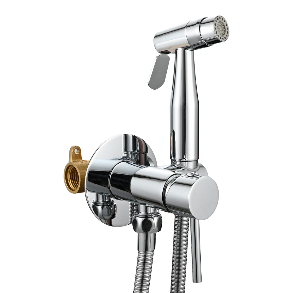 Tecmolog Bidet Sprayer Set with Hose and Holder for Toilet,Wall Mounted Press Mode Shattaf Pet Bathing