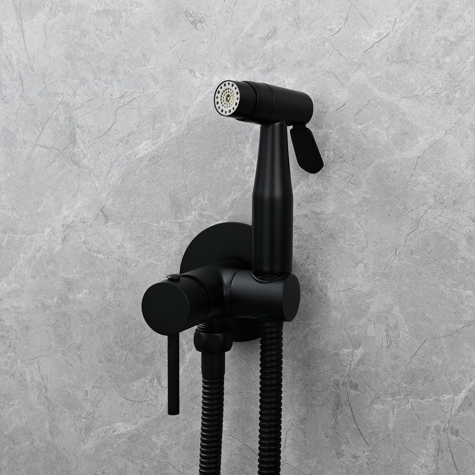 Tecmolog Bidet Sprayer Set with Hose and Holder for Toilet,Wall Mounted Press Mode Shattaf Pet Bathing