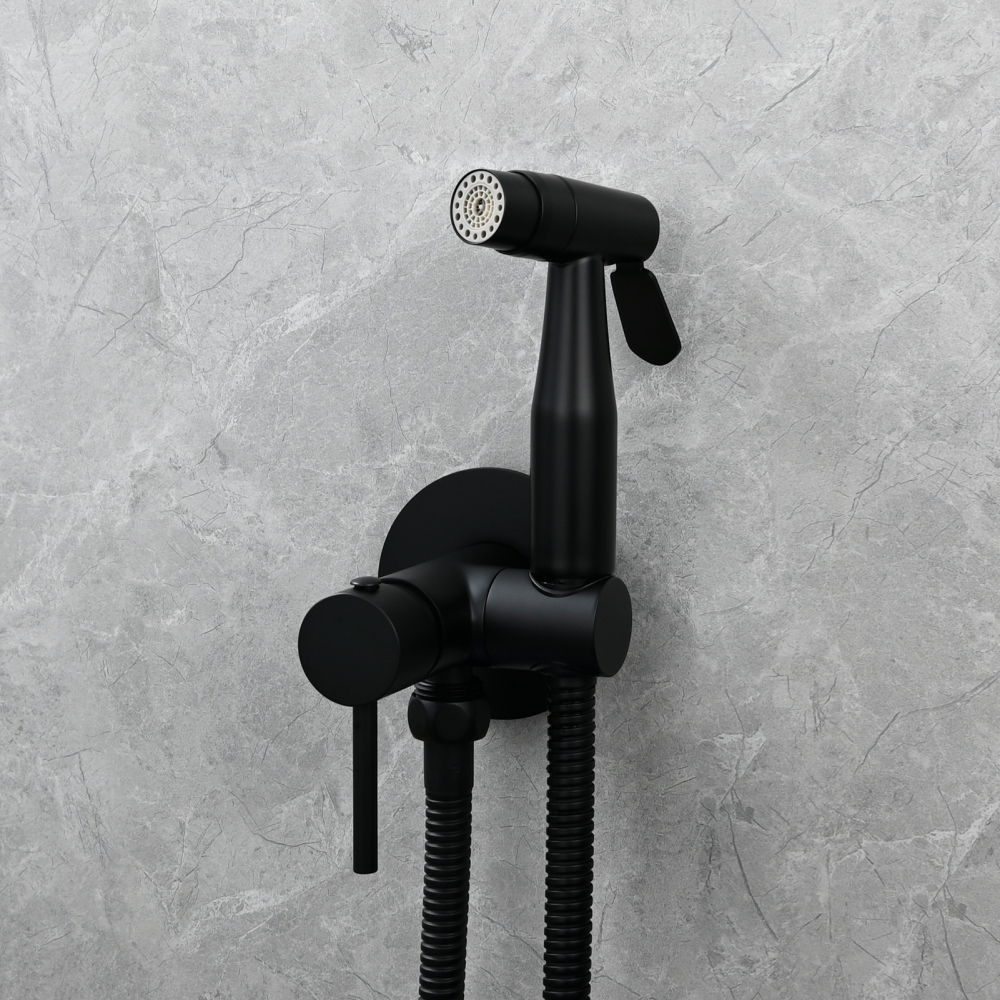 Tecmolog Bidet Sprayer Set with Hose and Holder for Toilet,Wall Mounted Press Mode Shattaf Pet Bathing