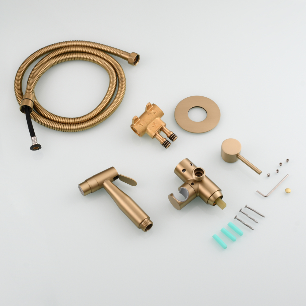 Tecmolog Bidet Sprayer Set with Hose and Holder for Toilet,Wall Mounted Press Mode Shattaf Pet Bathing