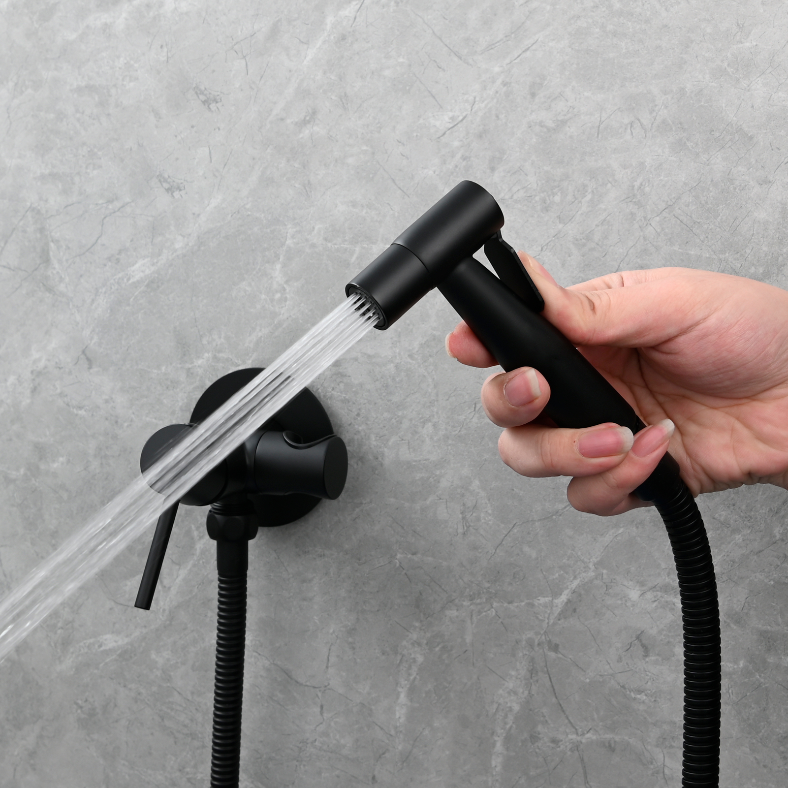 Tecmolog Bidet Sprayer Set with Hose and Holder for Toilet,Wall Mounted Press Mode Shattaf Pet Bathing