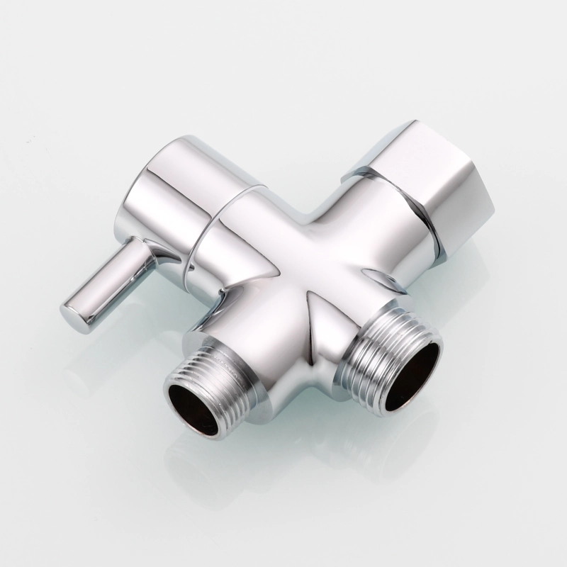 Tecmolog 3 Way Diverter Valve Brass Shut Off Valve 3/8”-12/17 T Adapter for Toilet Water Line DSF007D/DSF007DNA/DSF007DB