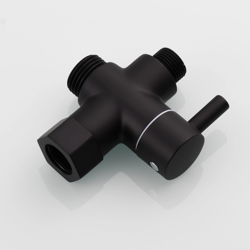 Tecmolog 3 Way Diverter Valve Brass Shut Off Valve 3/8”-12/17 T Adapter for Toilet Water Line DSF007D/DSF007DNA/DSF007DB