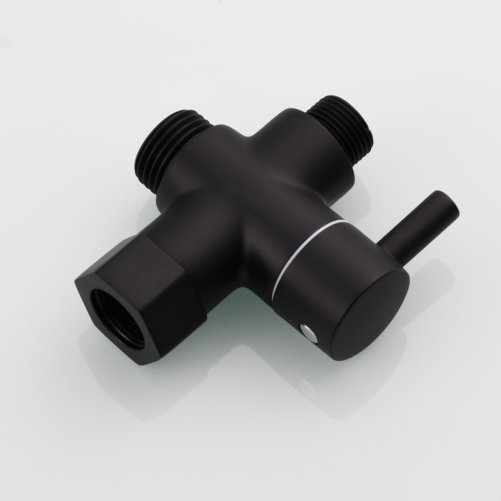 Tecmolog 3 Way Diverter Valve Brass Shut Off Valve 3/8”-12/17 T Adapter for Toilet Water Line DSF007D/DSF007DNA/DSF007DB