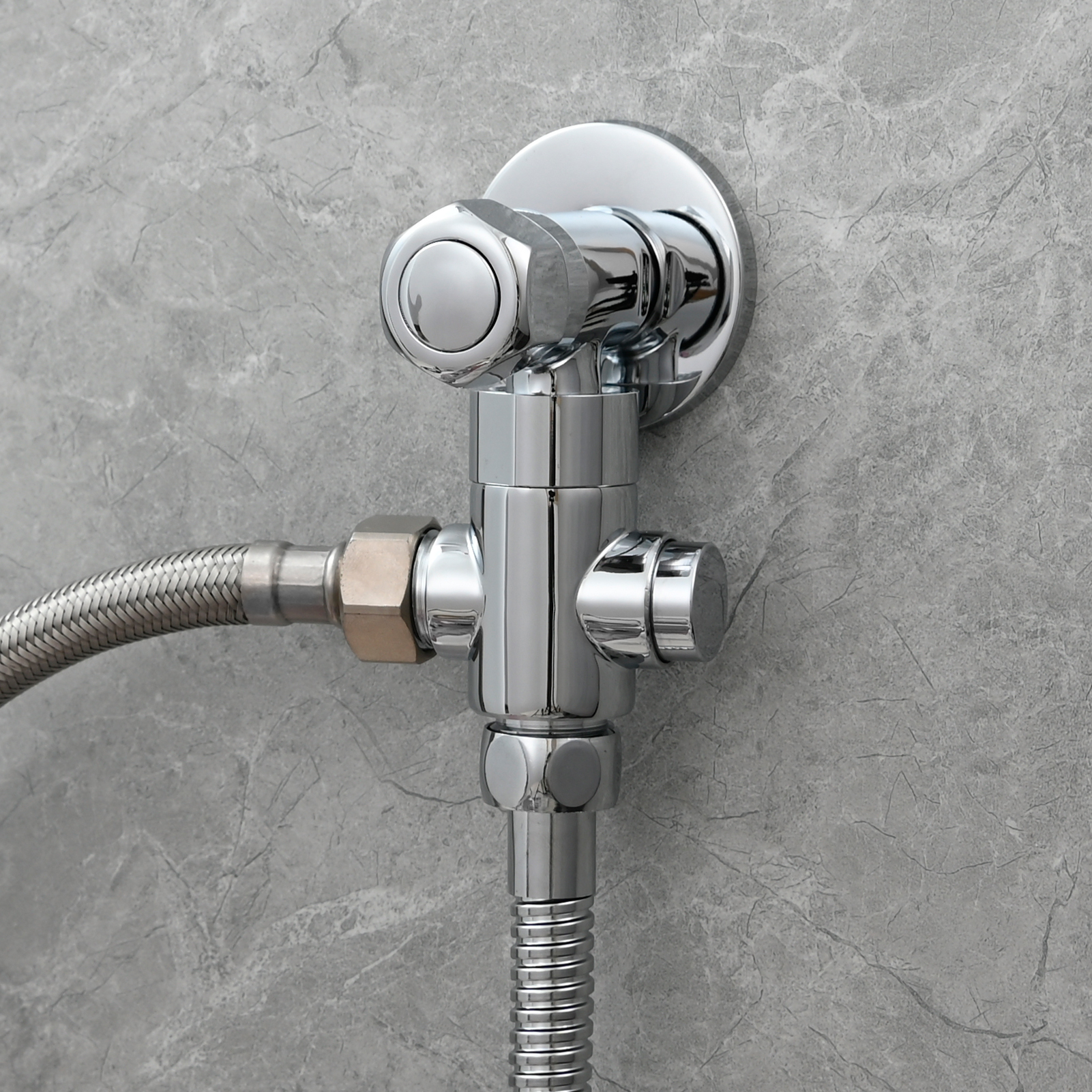 Tecmolog Brass Shower Diverter Valve-3 Way Shower Valve,G1/2 Button Control Shower for Faucet Shower Arm