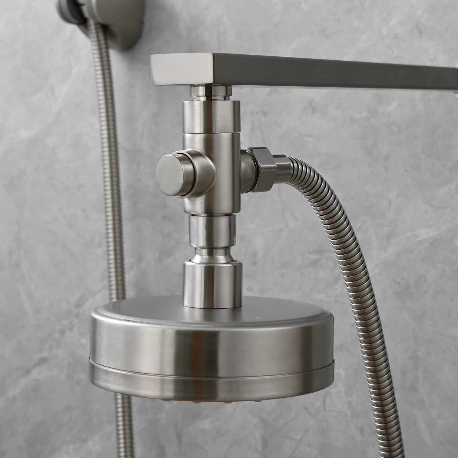 Tecmolog Brass Shower Diverter Valve-3 Way Shower Valve,G1/2 Button Control Shower for Faucet Shower Arm