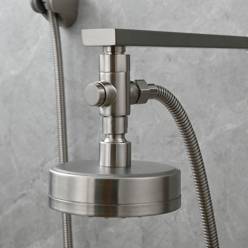 Tecmolog Brass Shower Diverter Valve-3 Way Shower Valve,G1/2 Button Control Shower for Faucet Shower Arm