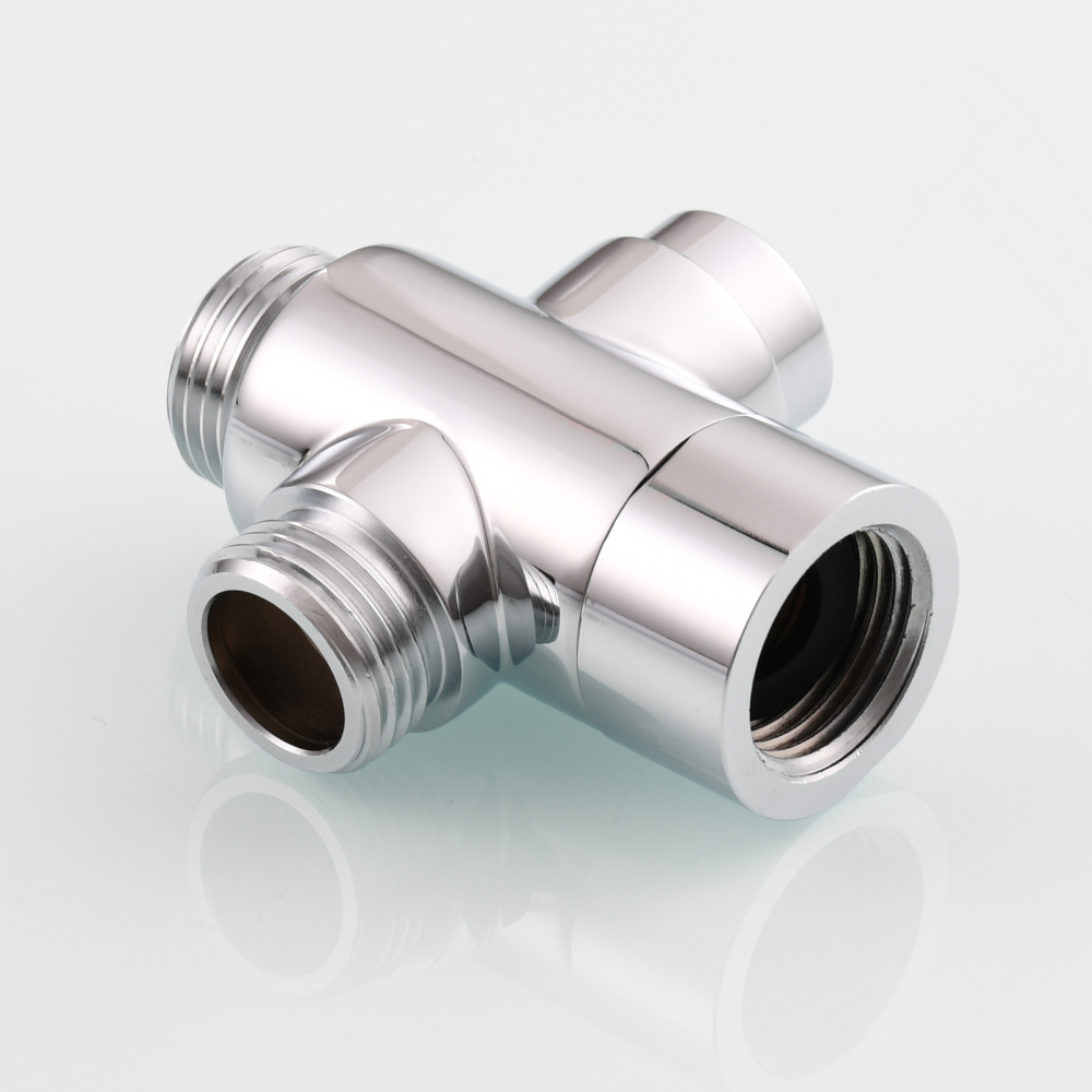 Tecmolog Brass Shower Diverter Valve-3 Way Shower Valve,G1/2 Button Control Shower for Faucet Shower Arm