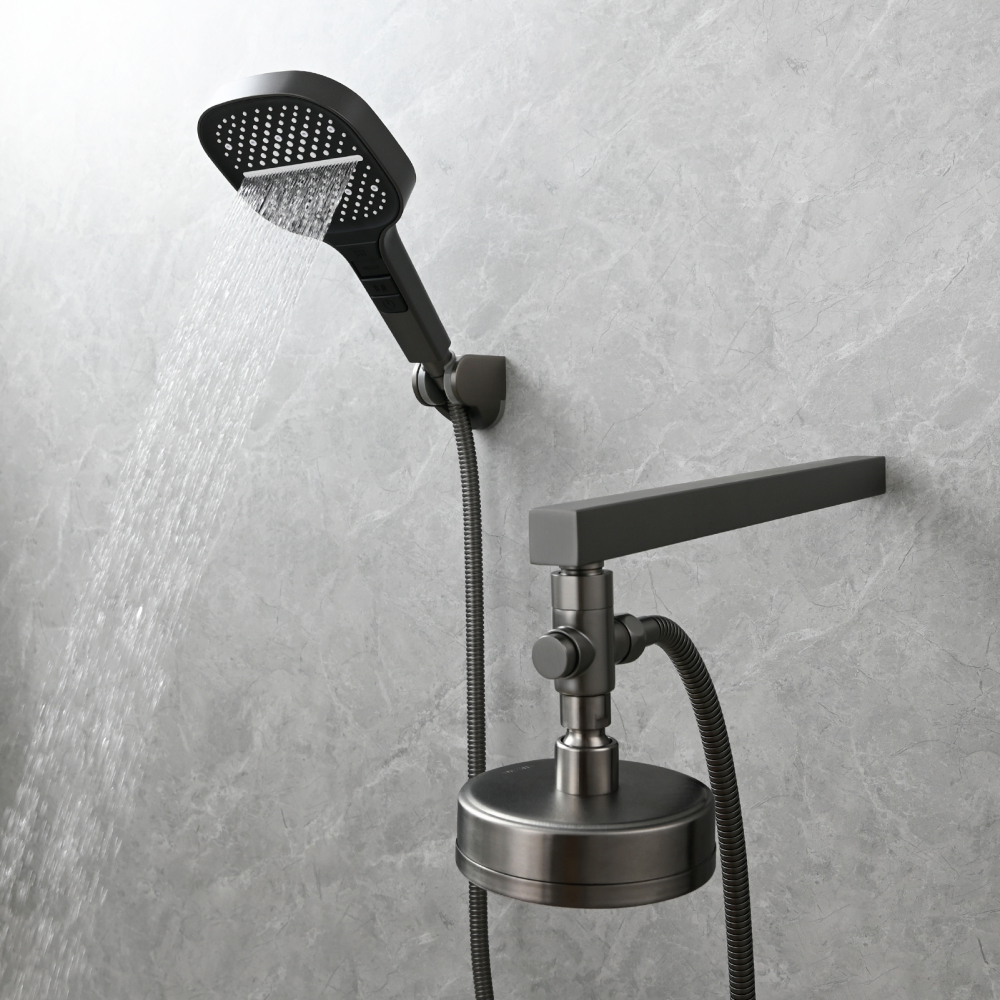 Tecmolog Brass Shower Diverter Valve-3 Way Shower Valve,G1/2 Button Control Shower for Faucet Shower Arm