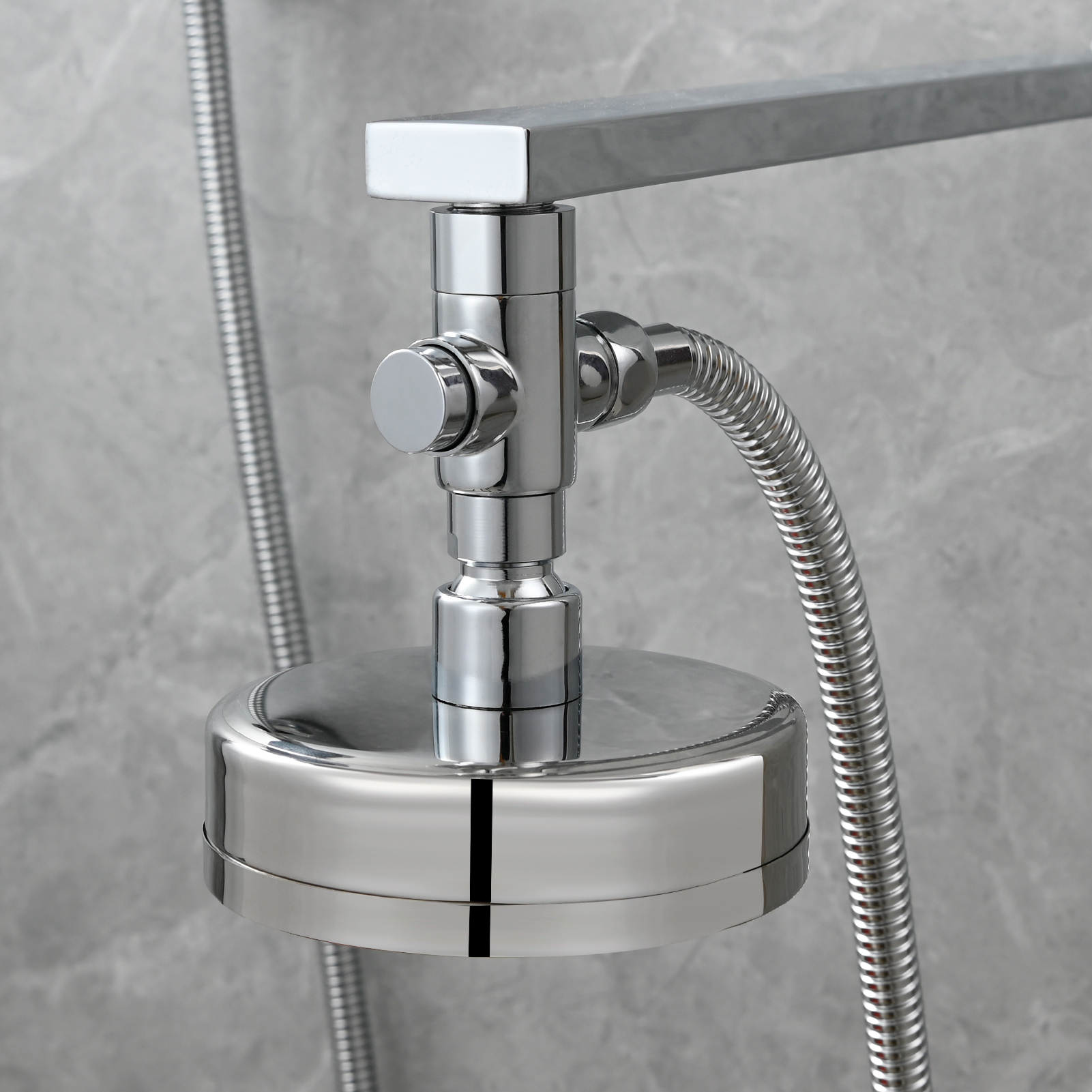 Tecmolog Brass Shower Diverter Valve-3 Way Shower Valve,G1/2 Button Control Shower for Faucet Shower Arm