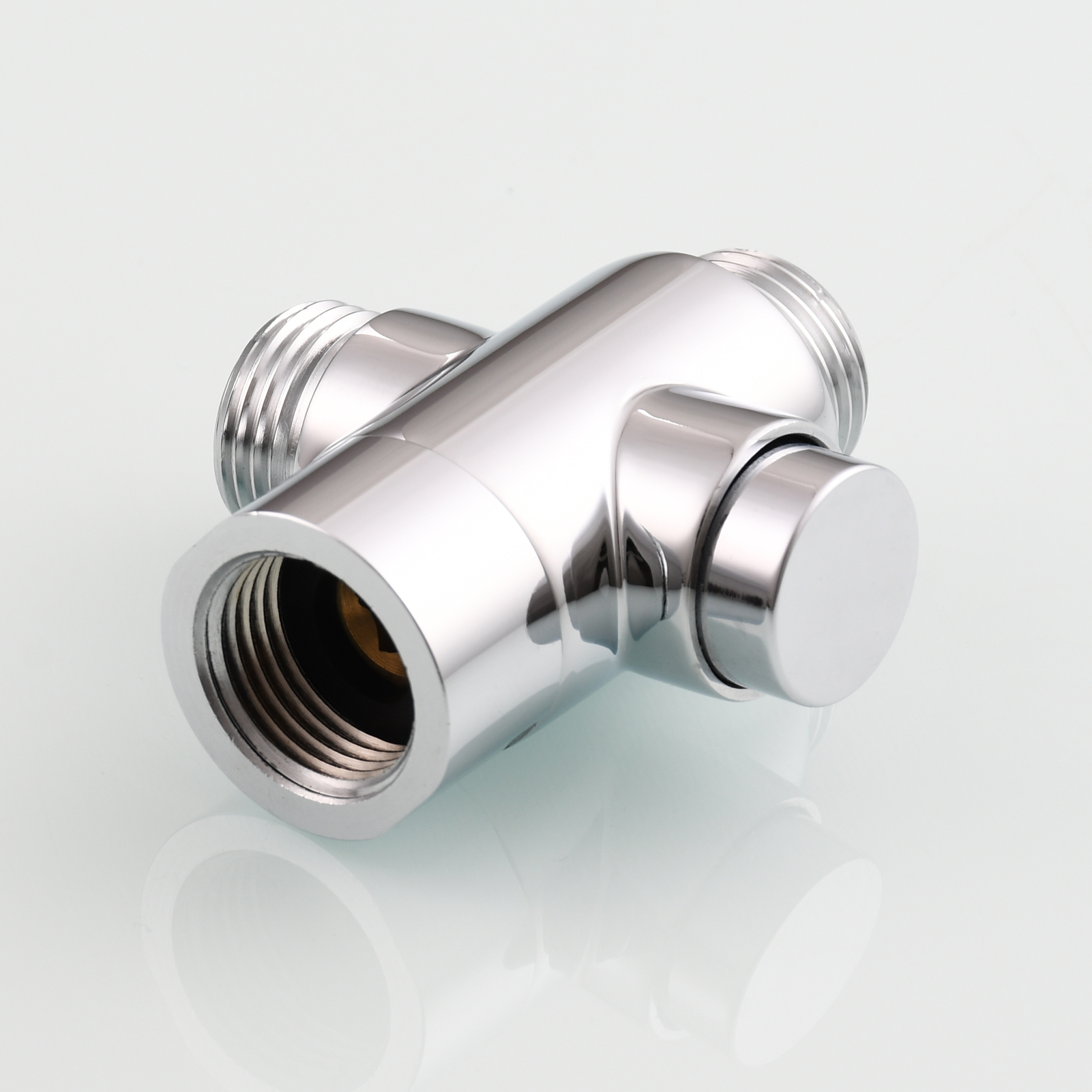 Tecmolog Brass Shower Diverter Valve-3 Way Shower Valve,G1/2 Button Control Shower for Faucet Shower Arm