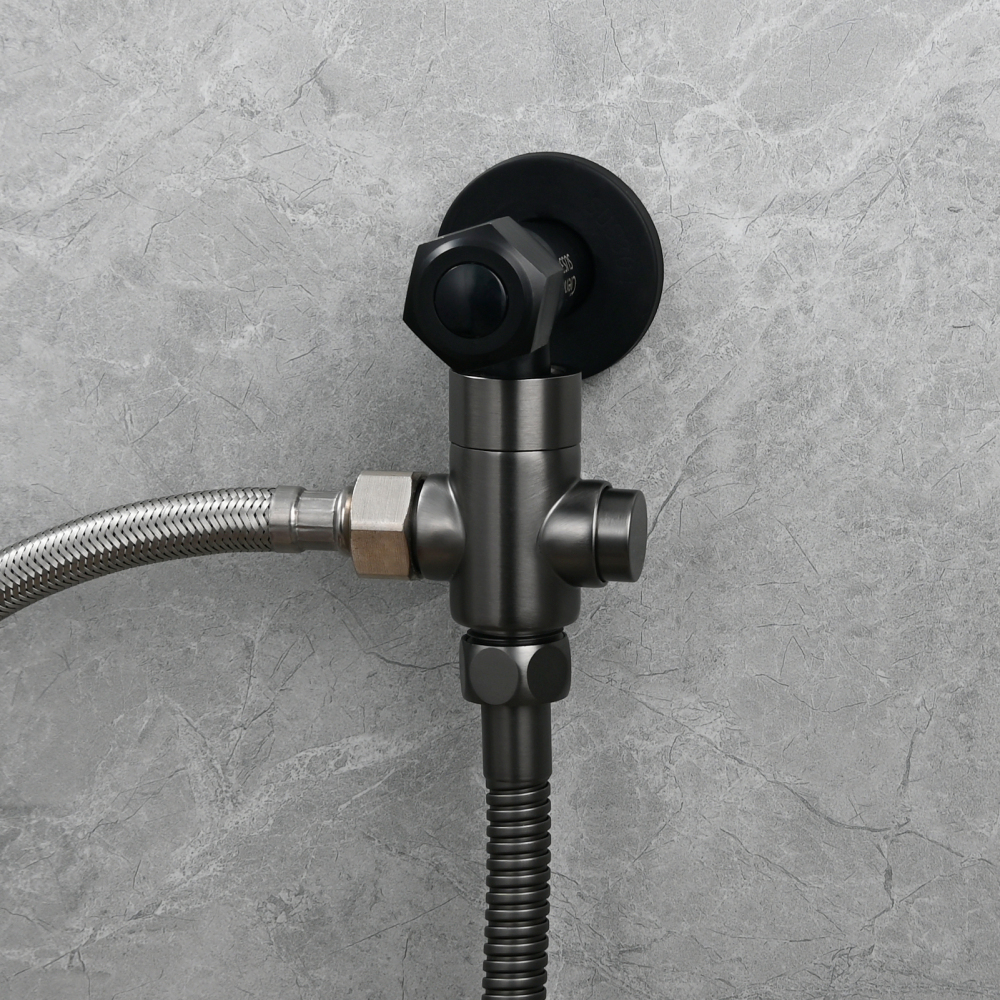 Tecmolog Brass Shower Diverter Valve-3 Way Shower Valve,G1/2 Button Control Shower for Faucet Shower Arm