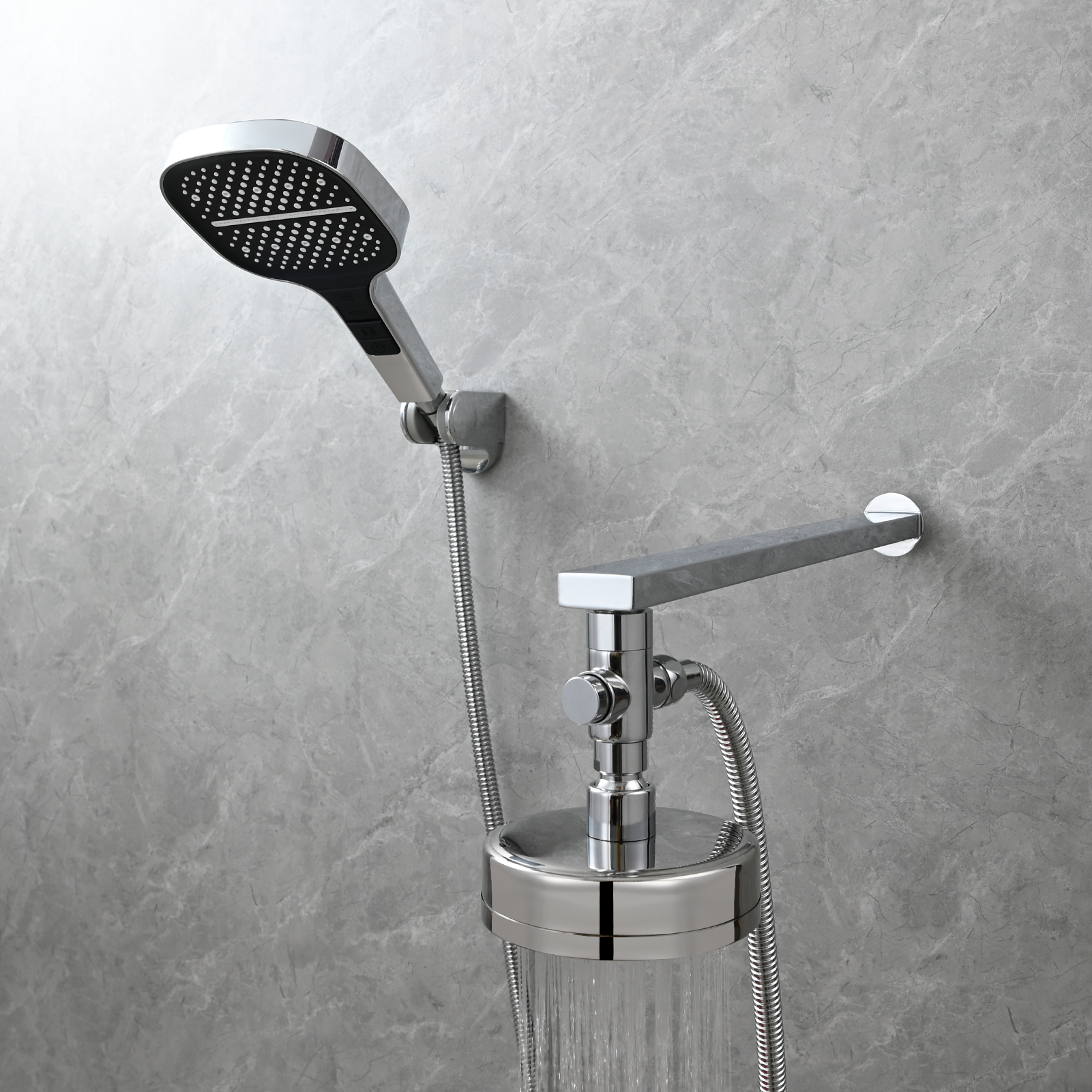 Tecmolog Brass Shower Diverter Valve-3 Way Shower Valve,G1/2 Button Control Shower for Faucet Shower Arm