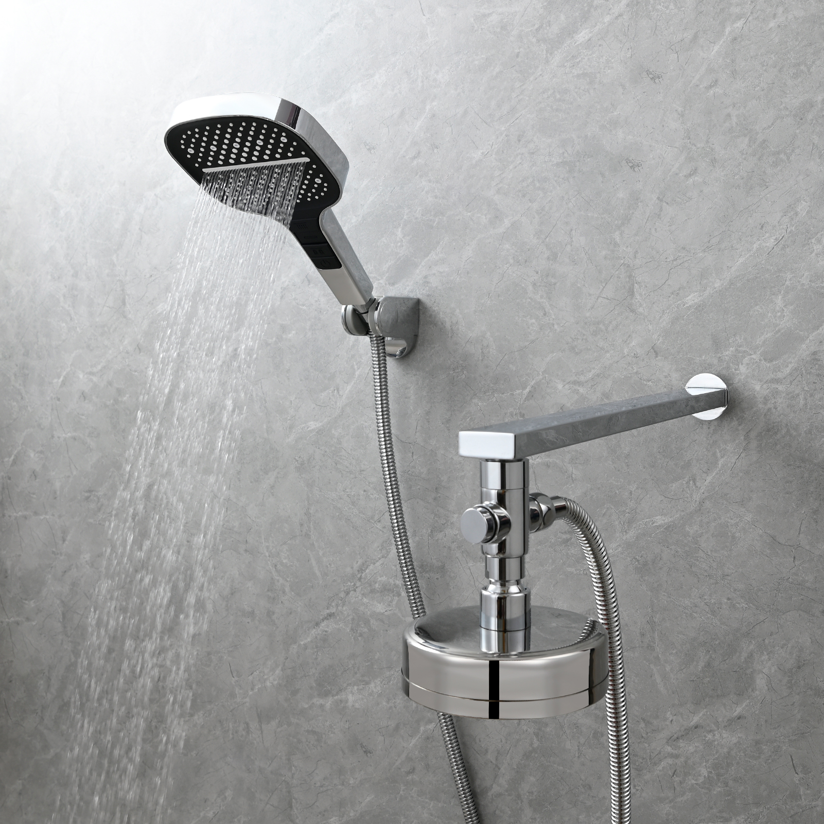 Tecmolog Brass Shower Diverter Valve-3 Way Shower Valve,G1/2 Button Control Shower for Faucet Shower Arm