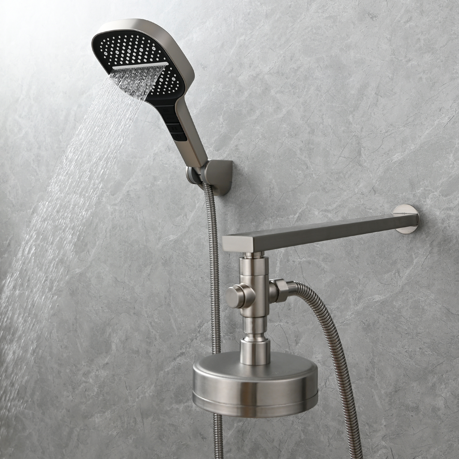 Tecmolog Brass Shower Diverter Valve-3 Way Shower Valve,G1/2 Button Control Shower for Faucet Shower Arm