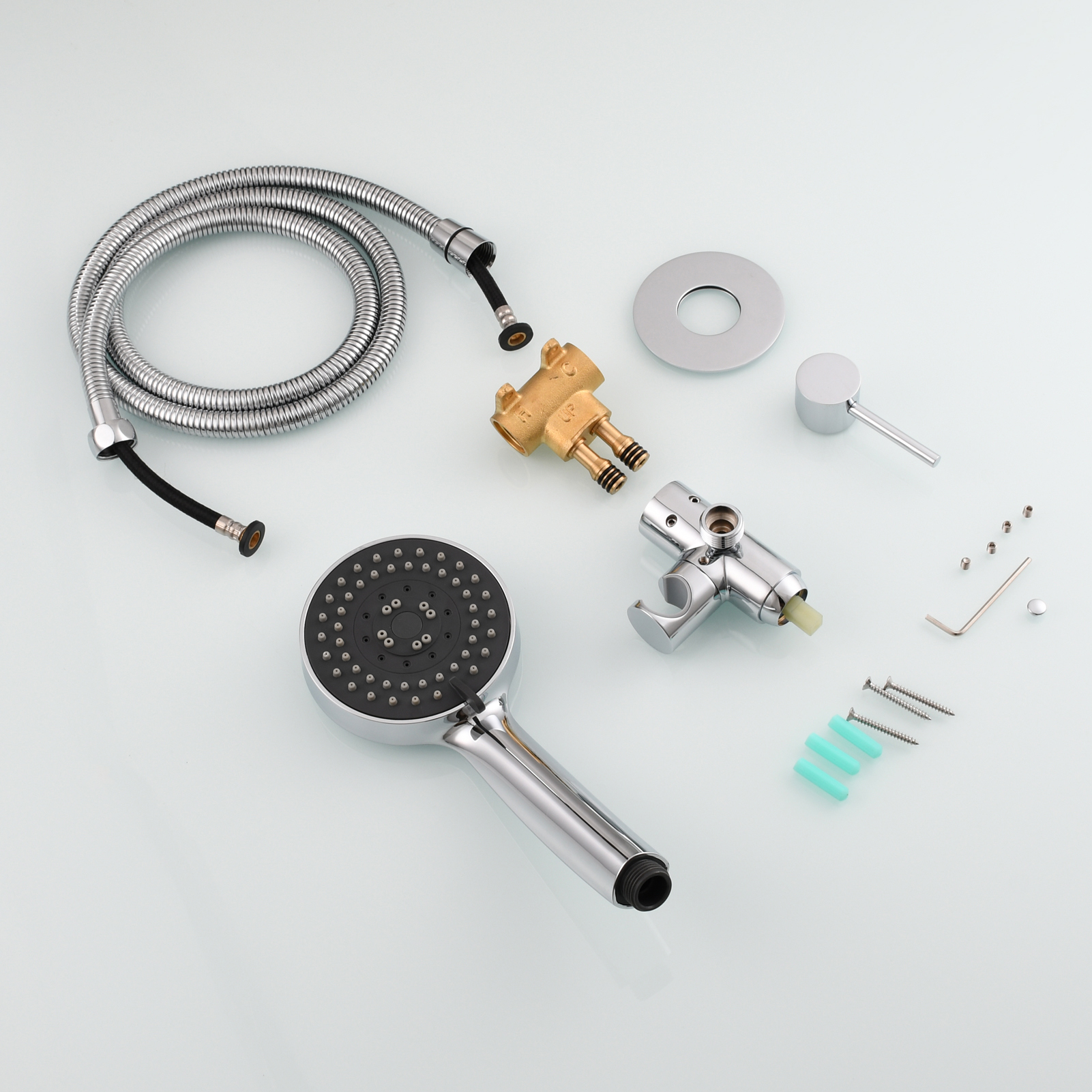 Tecmolog Brass Shower Set Bathroom Concealed Shower with Hose and Holder
