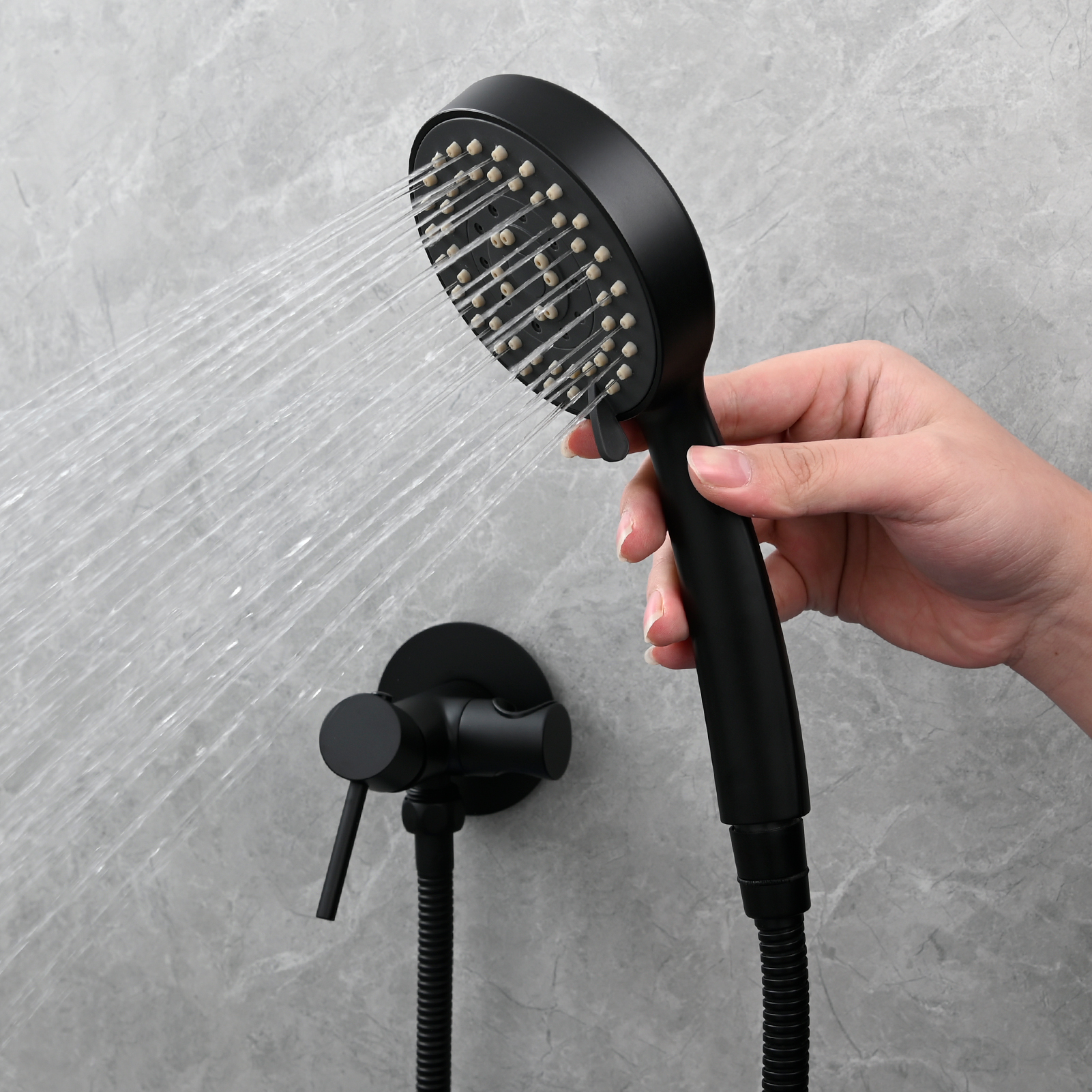 Tecmolog Brass Shower Set Bathroom Concealed Shower with Hose and Holder