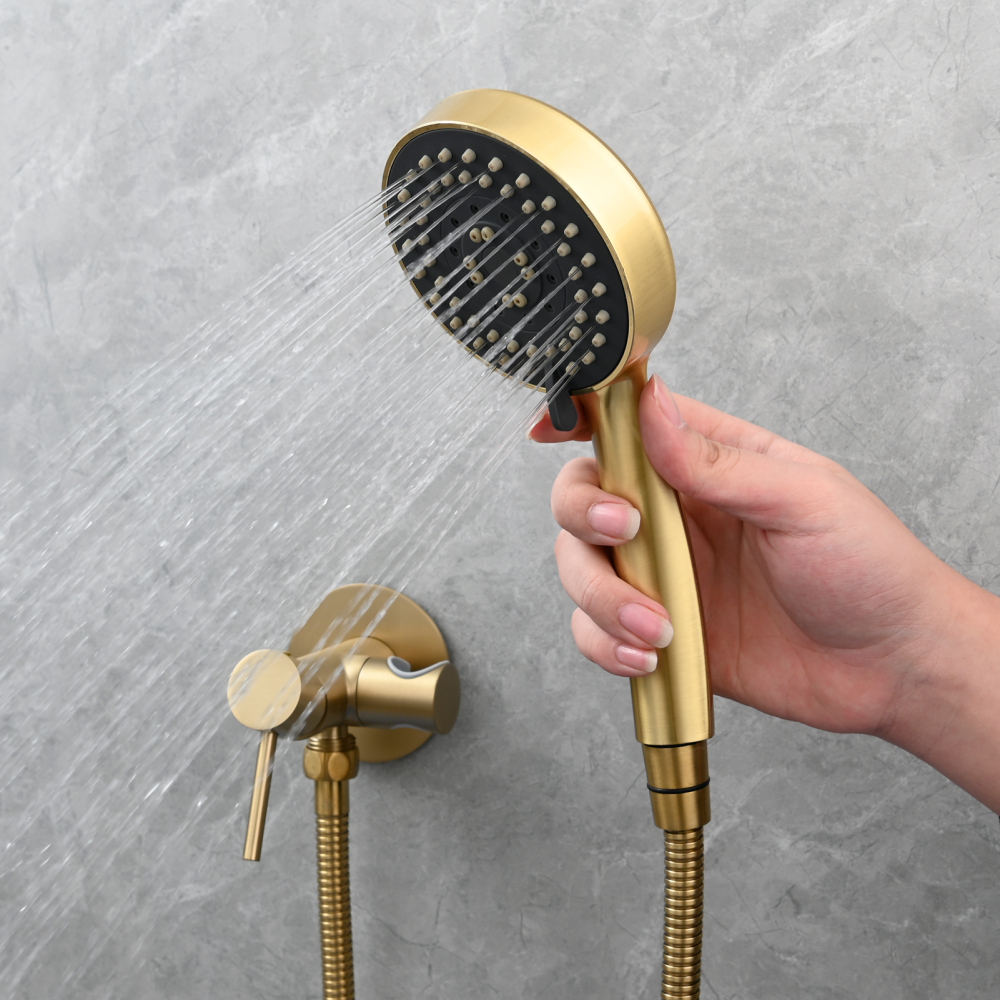 Tecmolog Brass Shower Set Bathroom Concealed Shower with Hose and Holder