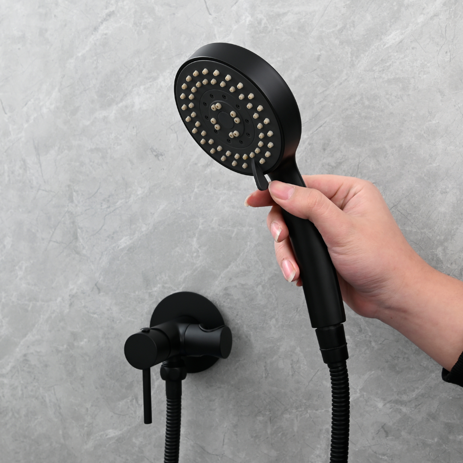 Tecmolog Brass Shower Set Bathroom Concealed Shower with Hose and Holder