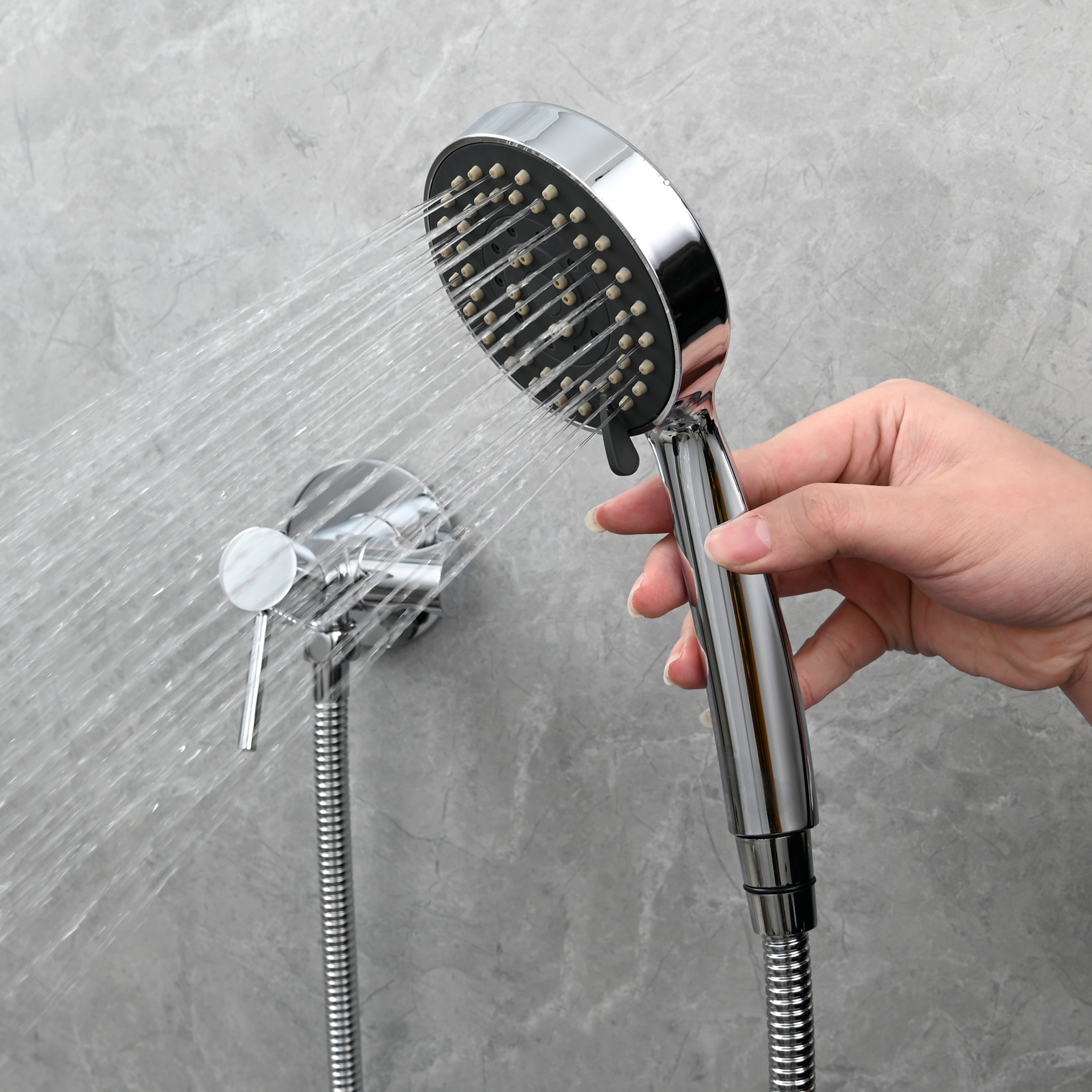 Tecmolog Brass Shower Set Bathroom Concealed Shower with Hose and Holder