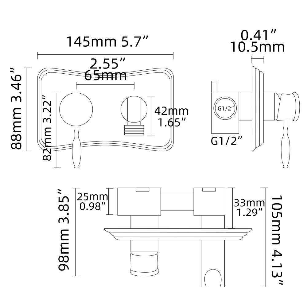 Tecmolog Handheld Bidet Sprayer Set Stainless Steel Bathroom Cloth Diaper Sprayer Shattaf for Toilet Warm Water, Black/Brushed Nickel